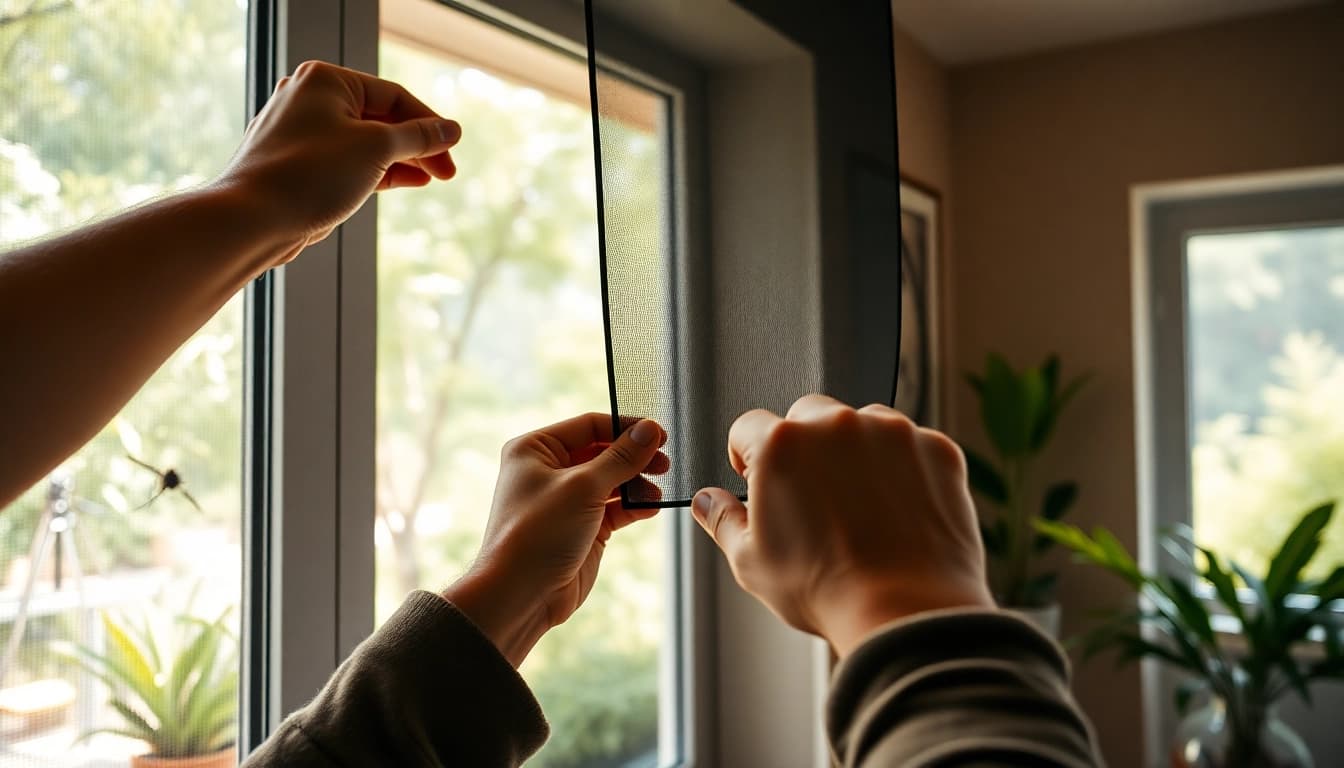 Fliegengittermaxx ist ein elegantes Fliegengitter, das in einem modernen Fensterrahmen installiert ist.