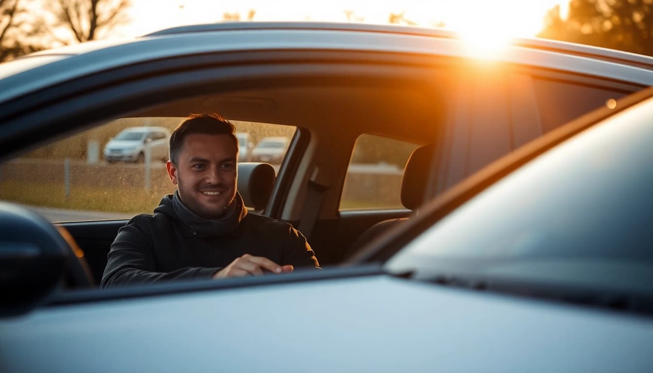 Kfz Gutachter Berlin bewertet ein Fahrzeug im Freien mit professionellem Fokus und natürlichem Licht.
