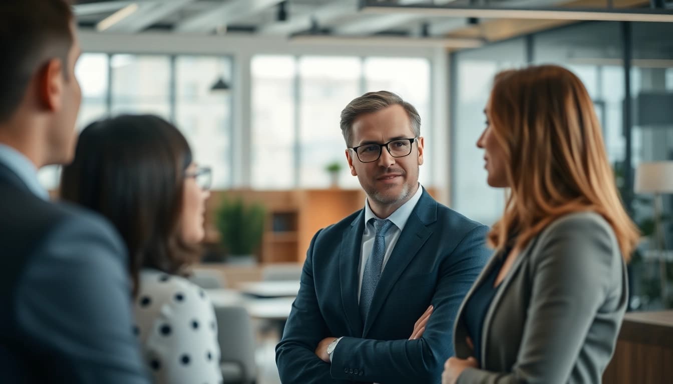 Engaging headhunter Schweiz in a professional office setting during a candidate meeting.