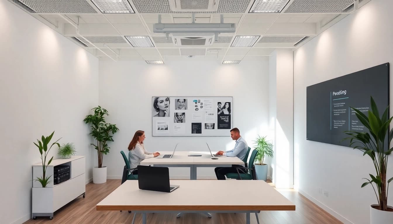 Pflegemarketing-Strategien im modernen Büro für effektive Pflegevermarktung und Teamentwicklung.