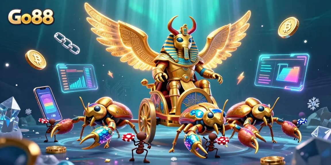Win big at Go88 with a spectacular 3D illustration featuring exciting gaming elements.