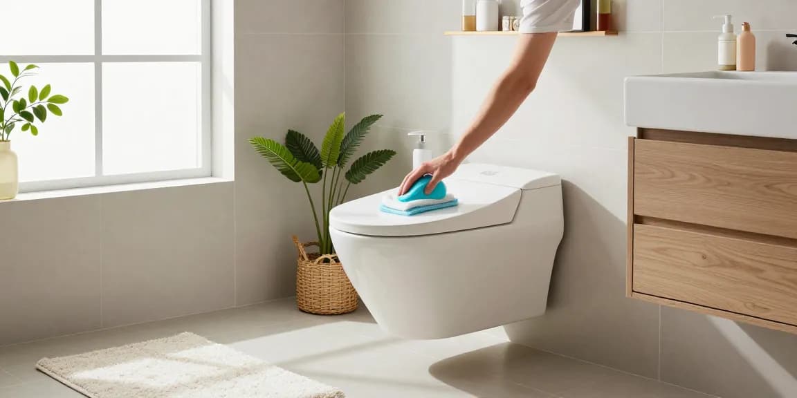 Moderne wandtoilet in een stijlvol badkamer, met nadruk op netheid en ruimtebesparend ontwerp.