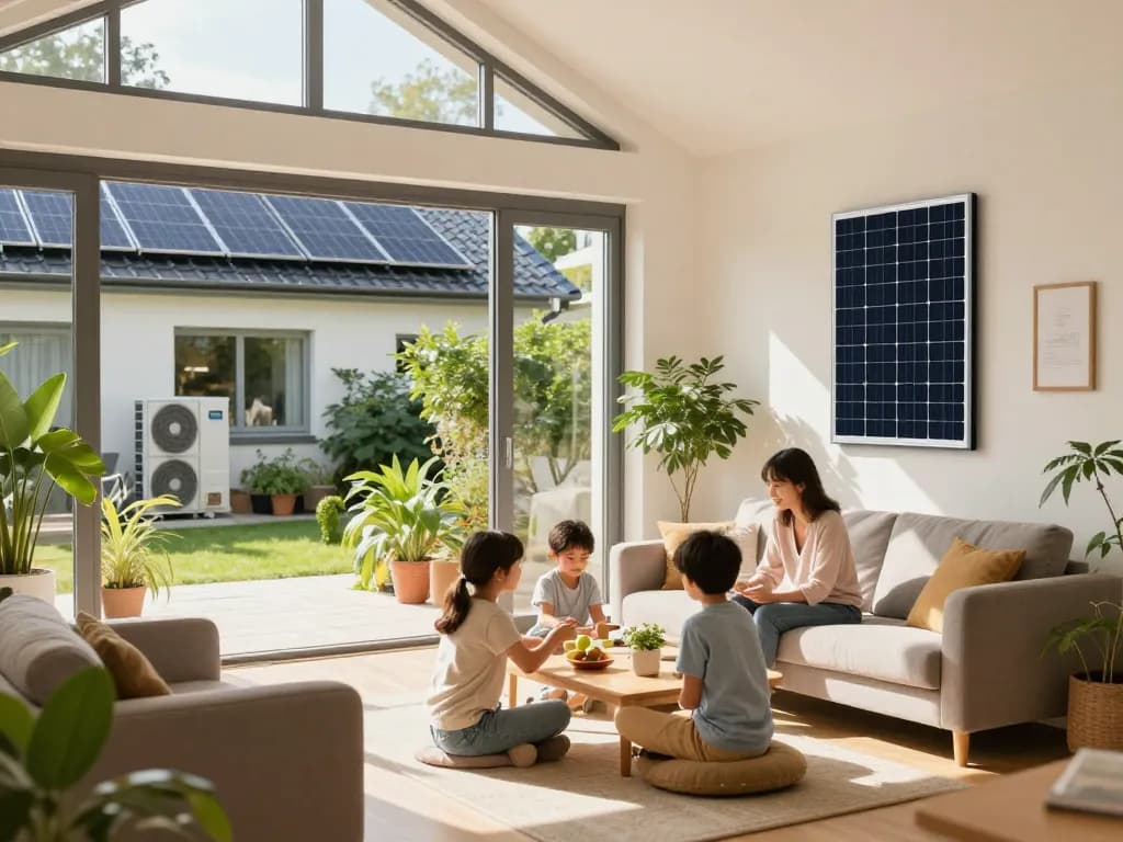 Erleben Sie die Vorteile von Photovoltaik Bayern mit einem umweltfreundlichen Zuhause, das mit Solarpanelen und Wärmepumpen ausgestattet ist.