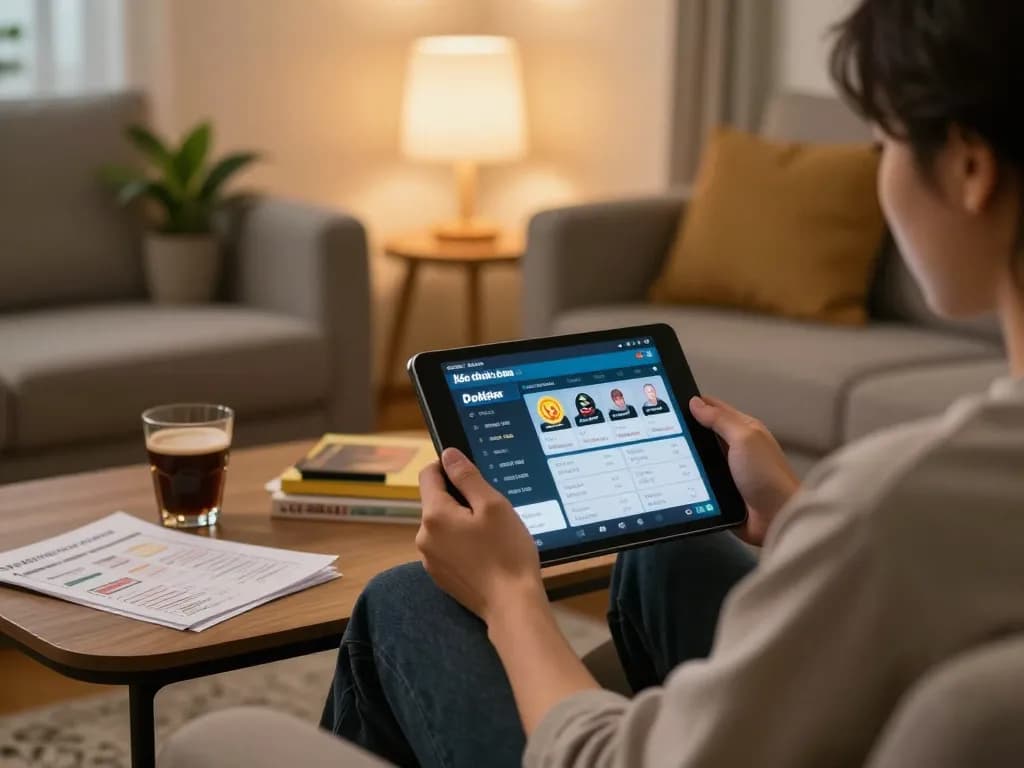 Engaging home gaming scene using kèo nhà cái for online betting strategy.