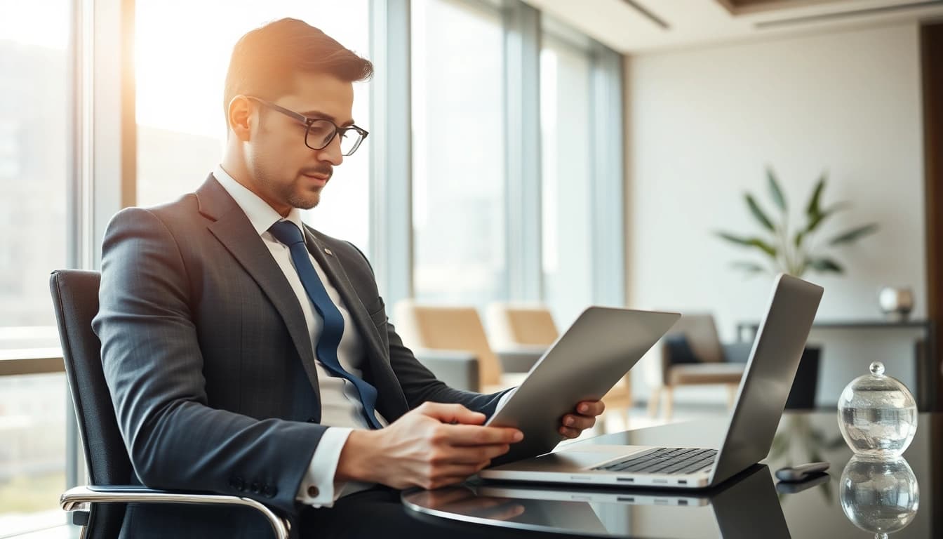 Professioneller Headhunter CEO, der in einem modernen Büro arbeitet, professionell und engagiert.