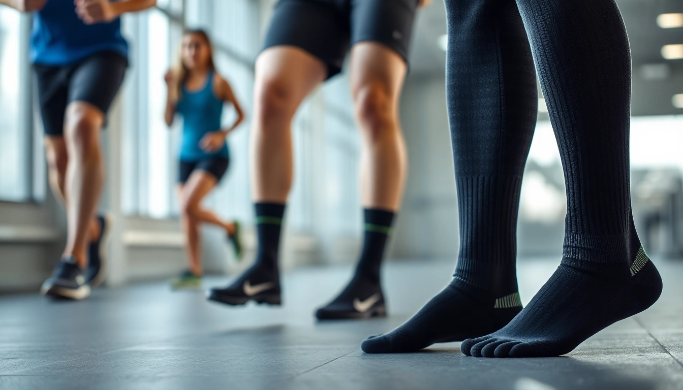 Sportliche Kompressionssocken in Schwarz fördern die Durchblutung und bieten Komfort beim Laufen und Sport.