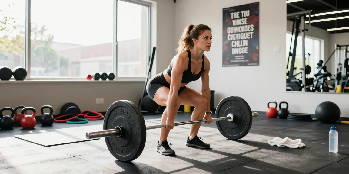 Anabolika Shop Deutschland - Eine fokussierte Frau hebt Gewichte in einem hellen Fitnessstudio und zeigt Engagement für Bodybuilding und Fitness.