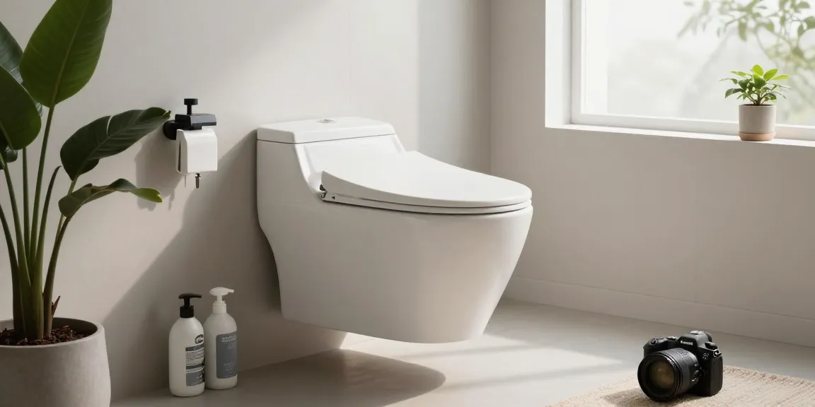 Stijlvol wandtoilet in een moderne badkamer met natuurlijk licht en elegante decoratie.