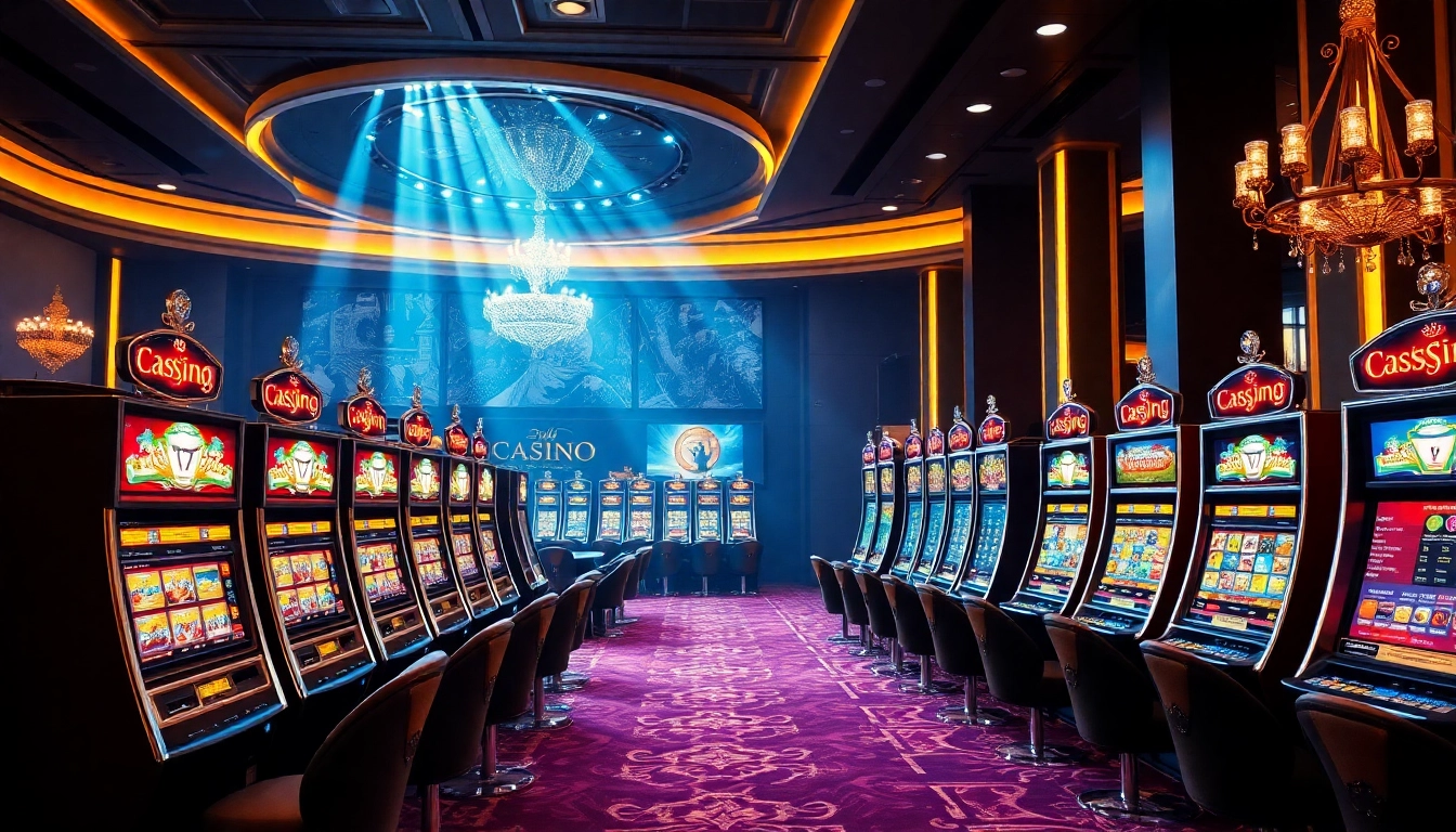 Spielen Sie spannende Casino online Spiele in einer eleganten Umgebung voller Licht und Atmosphäre.