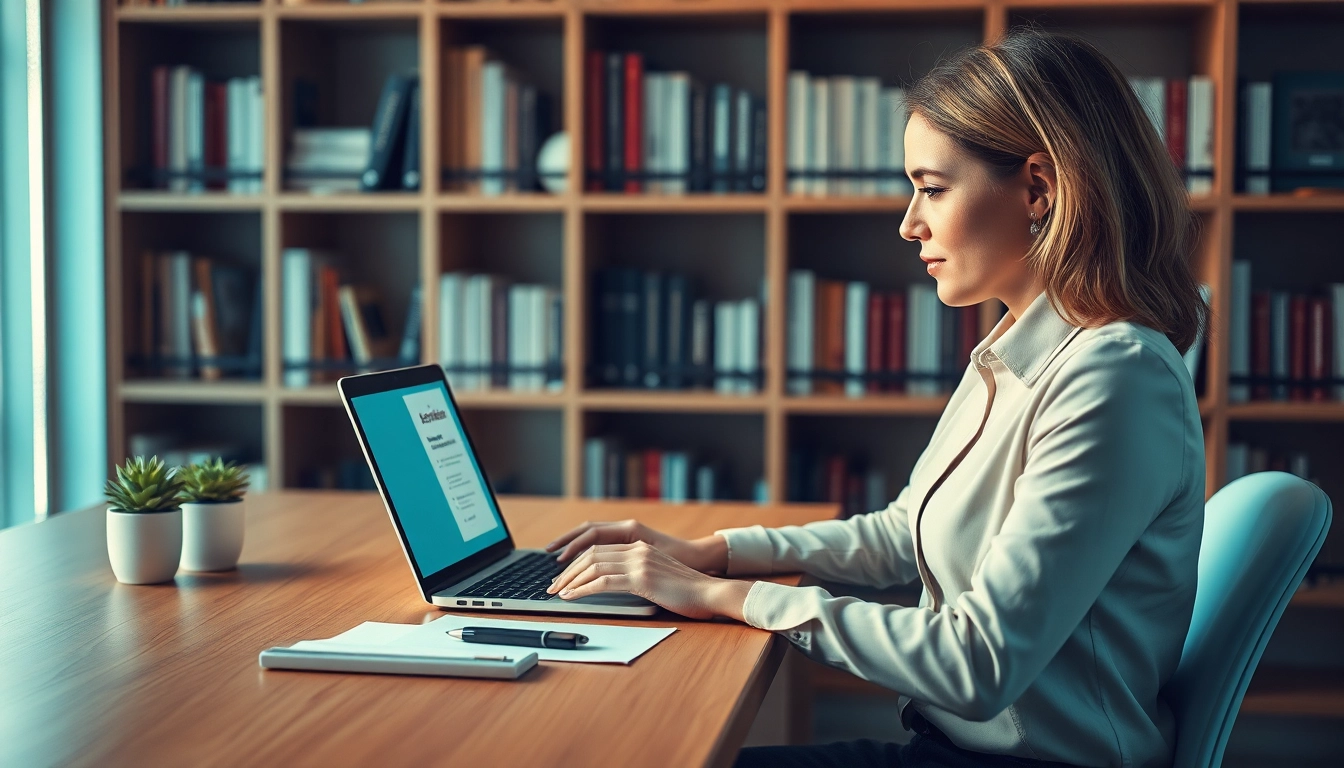 Professionelle Person arbeitet am Laptop, um Bewertungen zu löschen und ihren Ruf zu wahren.