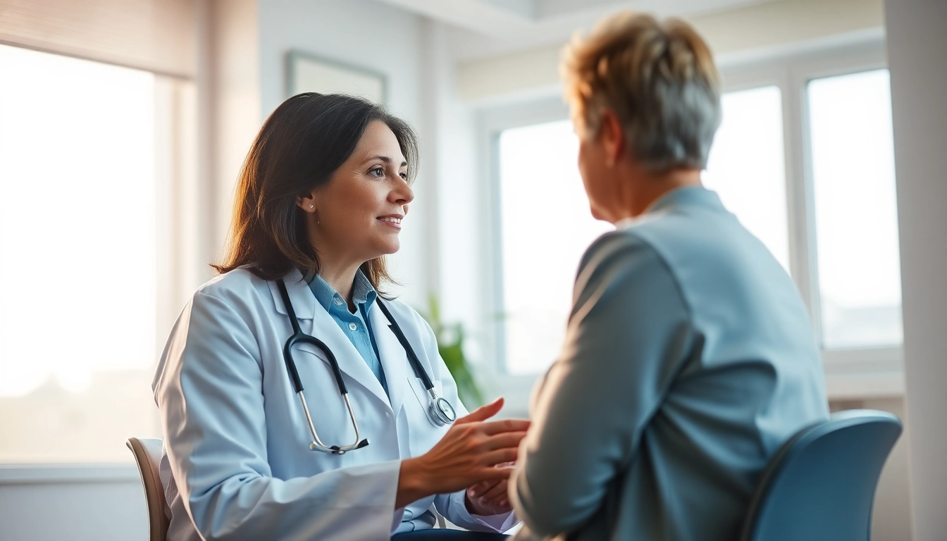 Ärztekonsultation dreht sich um driada medical mit einem vertrauensvollen Austausch in einem freundlichen Ambiente.