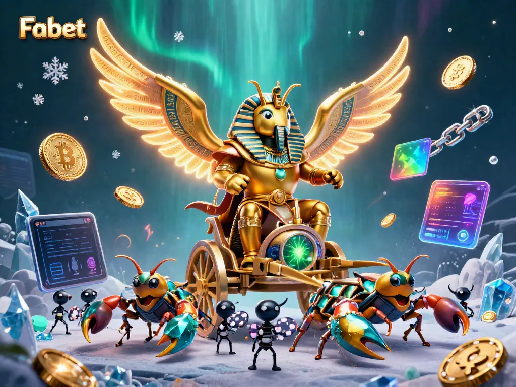 Fabet features a stunning golden beetle in an underwater casino scene, combining crypto elements and dynamic game visuals.