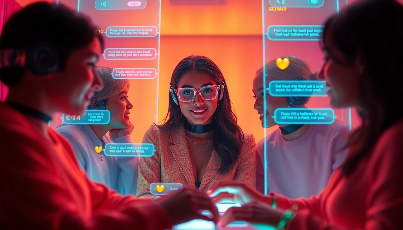 Engaging scene depicting porn ai chat with vibrant characters in intimate dialogue.