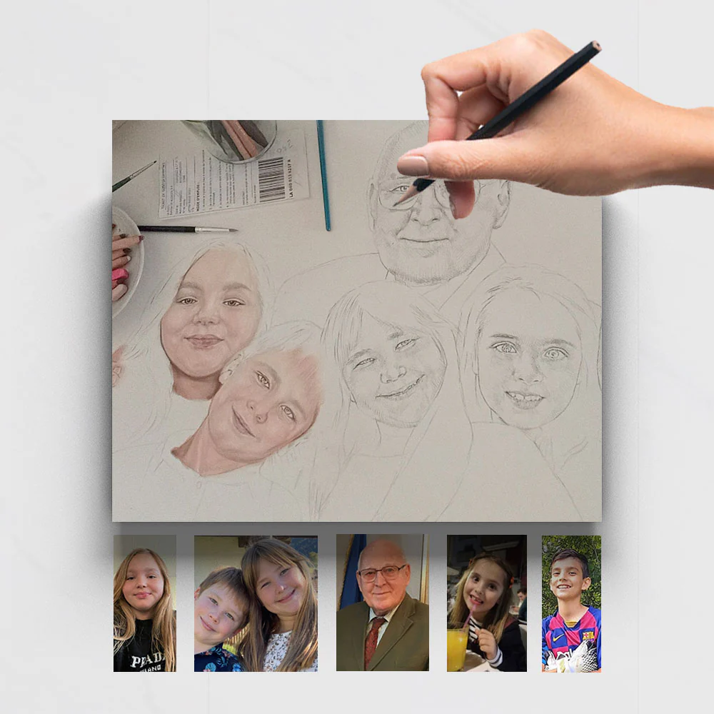 Lass dein Foto zeichnen lassen von Families Portrait – Deine Erinnerung in Kunst
