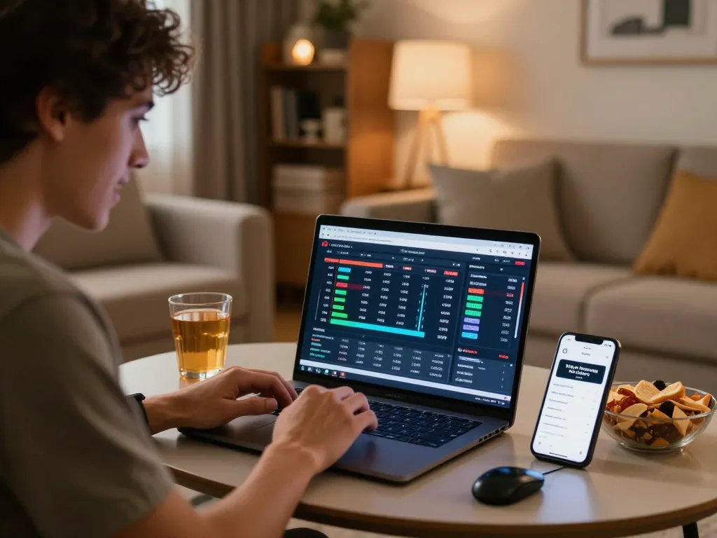 The betting setup shows a dynamic perspective on tỷ lệ kèo nhà cái hôm nay, showcasing analysis on a laptop.