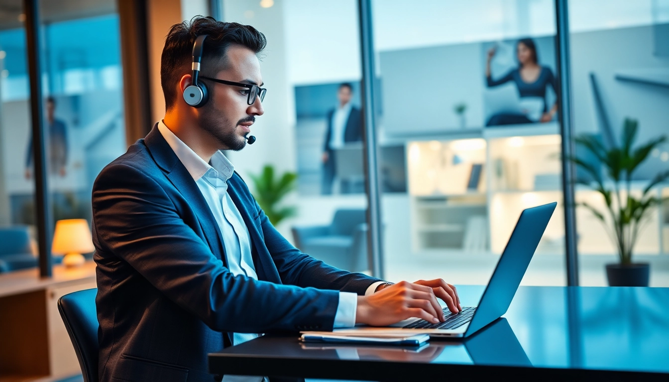 Headhunter Gesundheitswesen, der einen vertraulichen Anruf in einem modernen Büro führt.