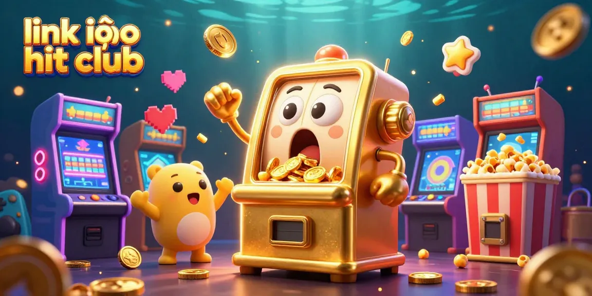 Jackpot excitement at link vào hit club with 3D slot machines, shimmering coins, and fun games.