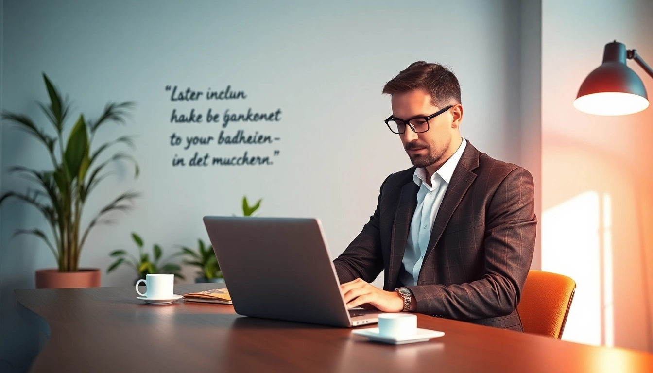 Headhunter Dresden arbeitet engagiert in einem modernen Büro mit Laptop und Notizblock.