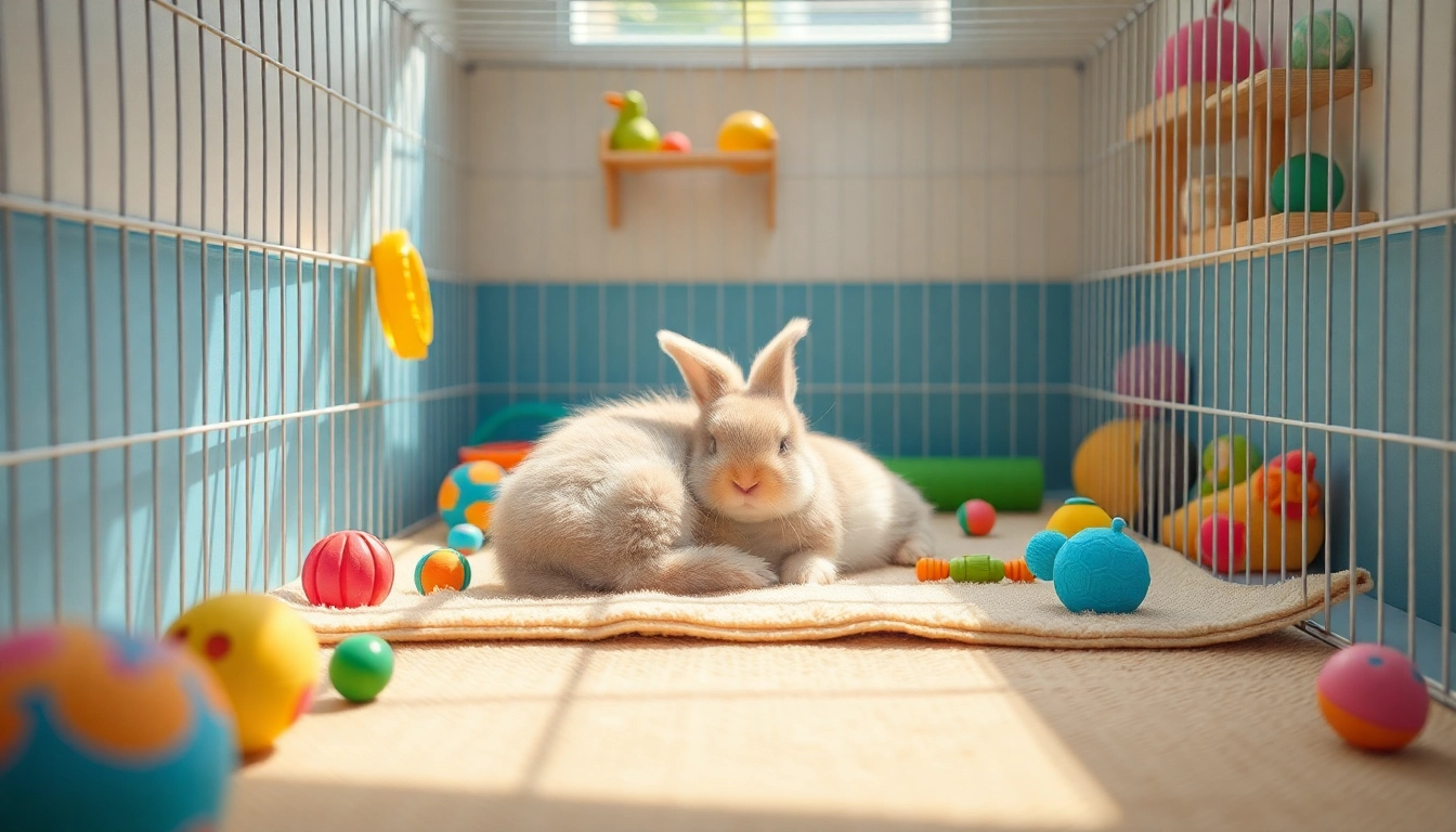Hanfmatte in a vibrant small animal habitat with a bunny resting on it.