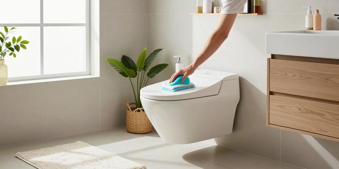 Moderne wandtoilet in een stijlvol badkamer, met nadruk op netheid en ruimtebesparend ontwerp.