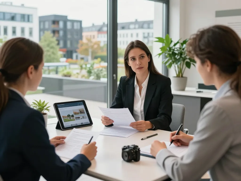 Immobilienmakler Frankfurt Riedberg unterstützt Kunden in einem modernen Büro-Setting.