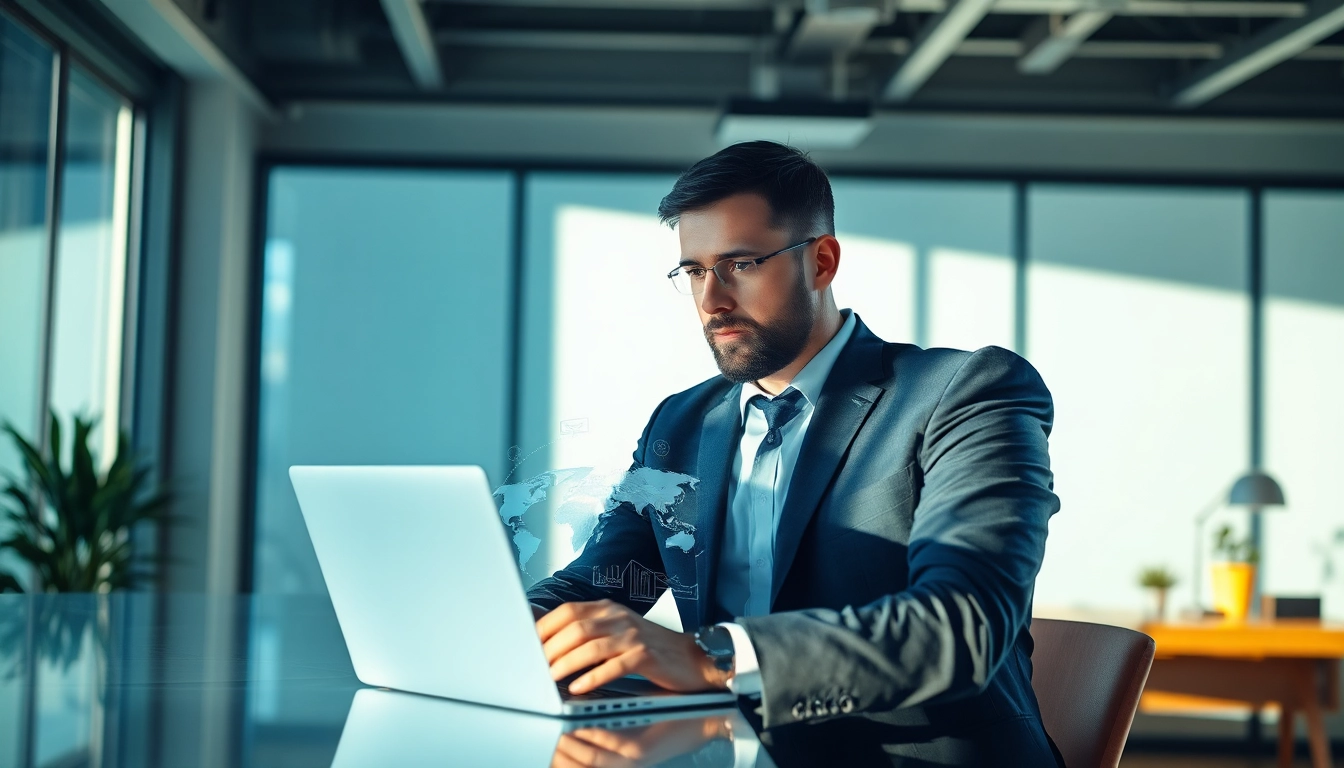 Professioneller Headhunter IT bei der Arbeit am Laptop zur Kandidatensuche.