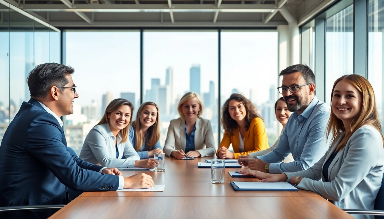 Headhunter Ingenieure in einem modernen Büro, die untereinander besprechen.
