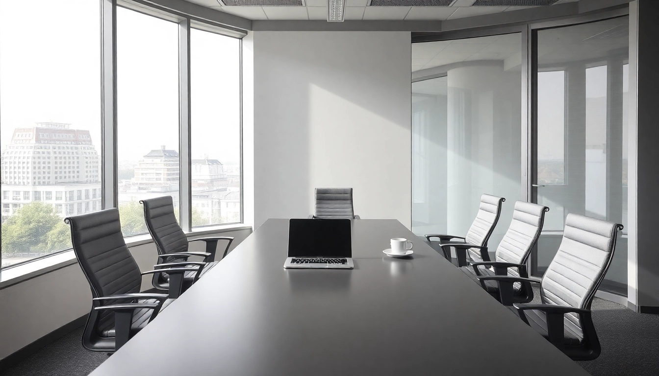 Headhunter Saarbrücken in zeitgemäßem Bürointerieur mit Konferenztisch und Blick auf die Stadt.