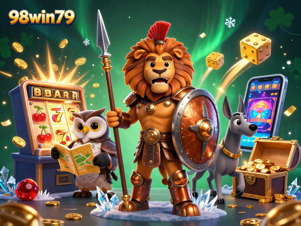 Experience thrilling gameplay with 98win79 as iconic characters celebrate casino jackpots.