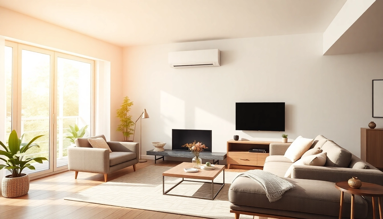 Efficient Klimaanlage seamlessly integrated in a contemporary living room environment.
