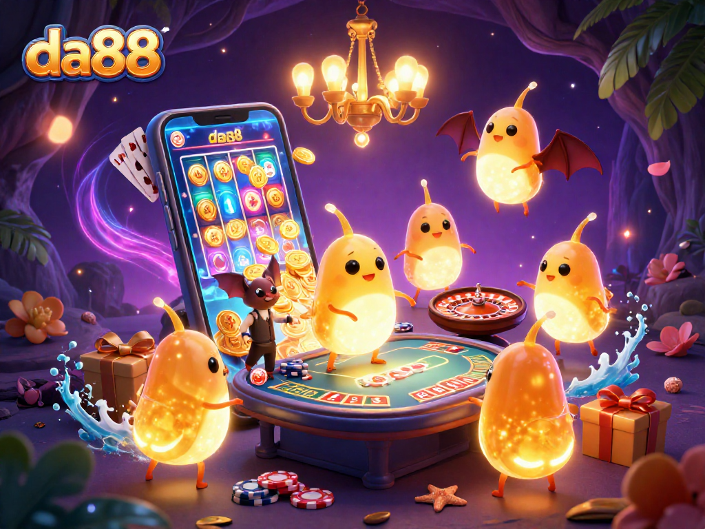 Ignite your luck with da88 at a vibrant casino scene filled with illuminated glowworms.