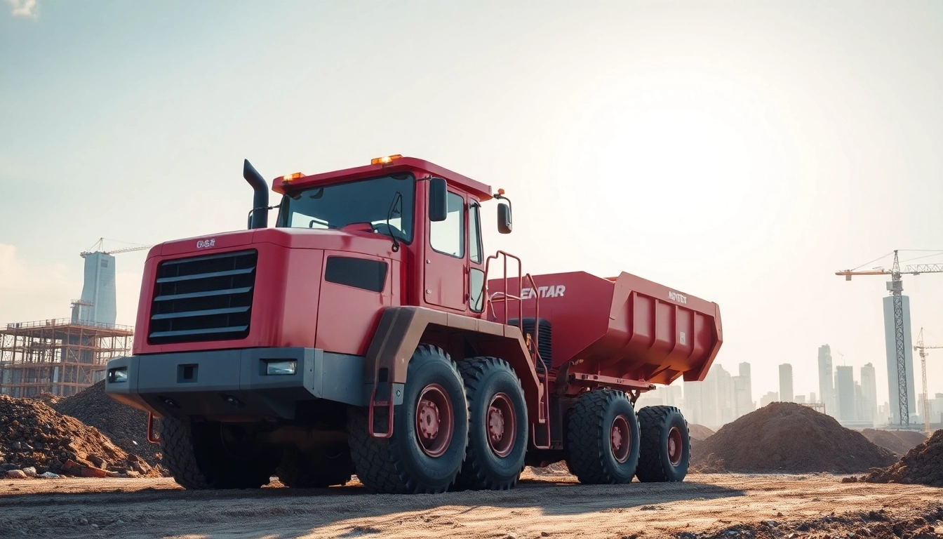 Bagger mieten Hannover: Leistungsstarker roter Bagger bei der Arbeit in einer modernen Baustelle in Hannover.