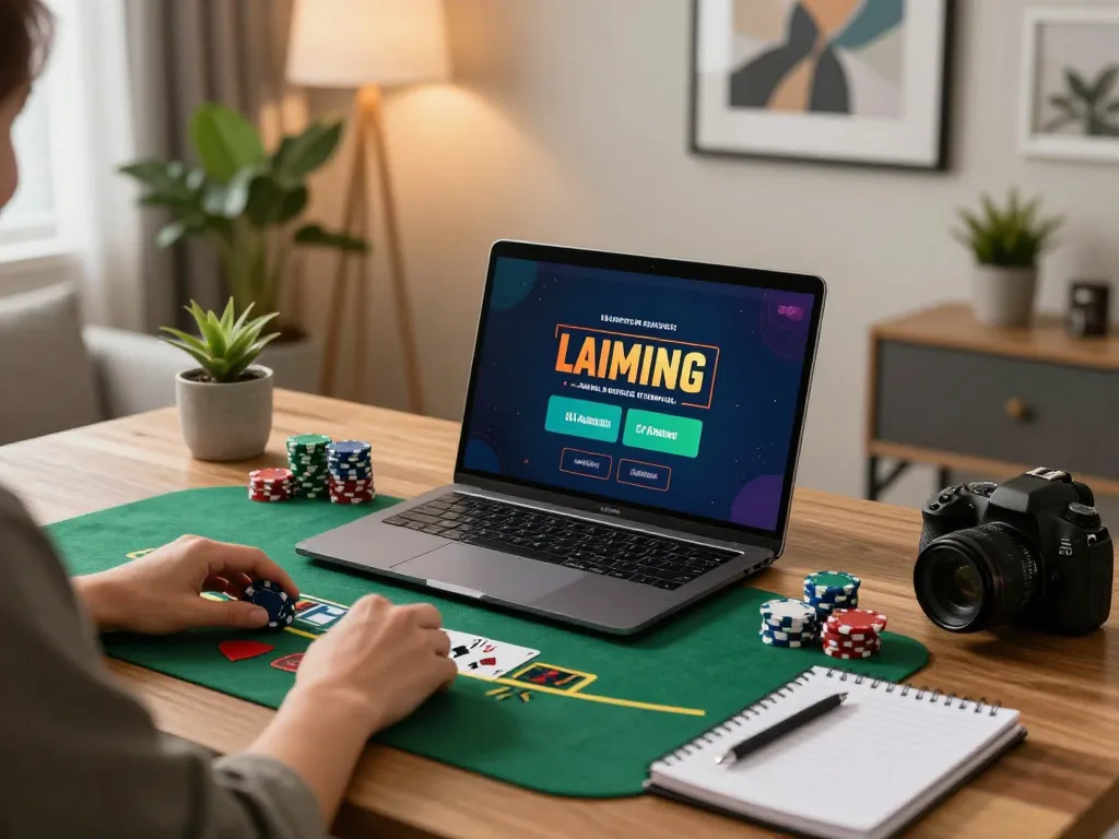 Engaging in blackjack online, qq88 là gì, using a laptop with betting strategies visible.