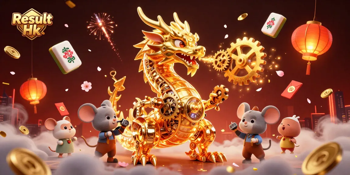Check Result Hk with vibrant dynamic visuals, featuring a mechanical dragon and cultural elements.