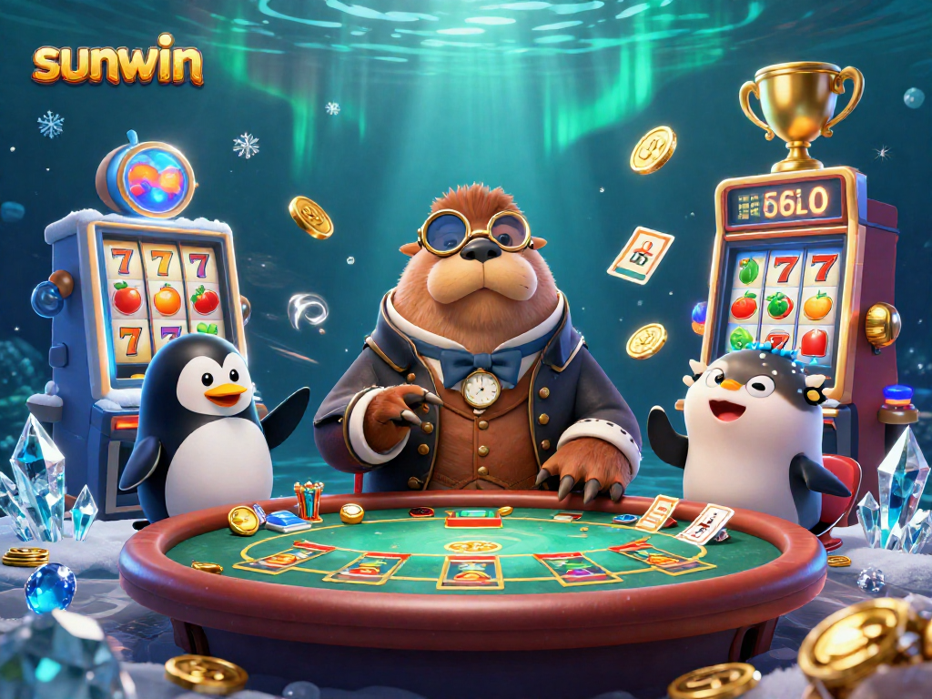 Experience thrilling underwater poker with sunwin featuring a walrus in a Victorian outfit, a penguin dealer, and a bluffing pufferfish.
