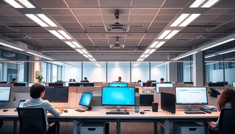 Finden Sie Stellenangebote in einem modernen Büro mit lebendiger Atmosphäre und engagierten Mitarbeitenden.