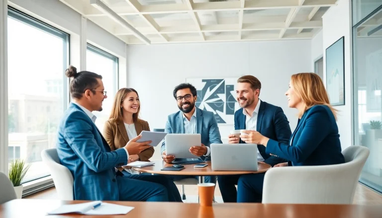 Consultants collaborating in a bright office on Unternehmensberatung strategies and solutions.