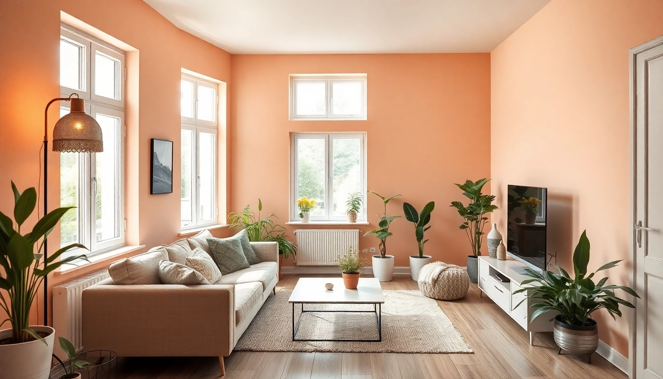 Eine moderne Hausrenovierung zeigt neu gestalteten Wohnraum mit stilvollen Möbeln und Pflanzen.