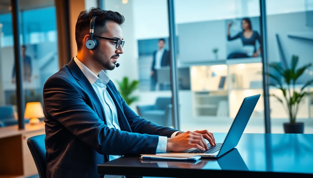 Headhunter Gesundheitswesen, der einen vertraulichen Anruf in einem modernen Büro führt.