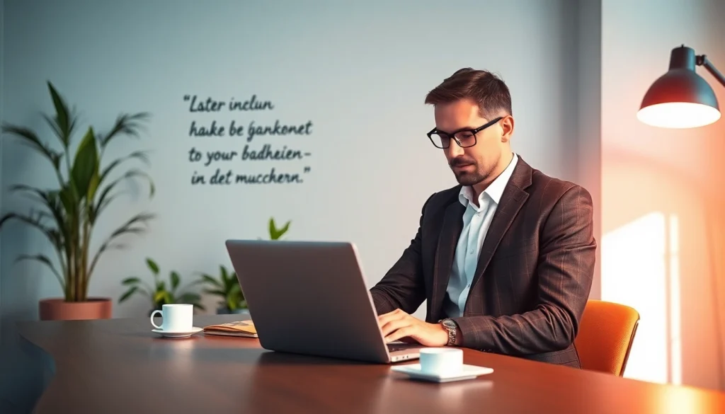 Headhunter Dresden arbeitet engagiert in einem modernen Büro mit Laptop und Notizblock.
