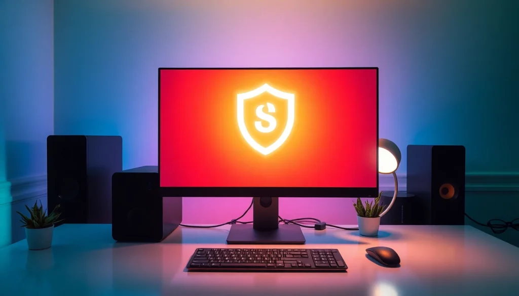 Schützen Sie Ihren PC mit Norton Security PC Schutz, der auf einem modernen Computerbildschirm angezeigt wird.