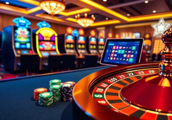 Experience thrilling games at S8, where vibrant casino tables enhance the excitement of online gambling.