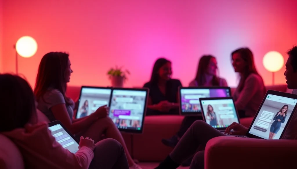 Engaging sex chat environment with diverse participants enjoying safe online conversations.