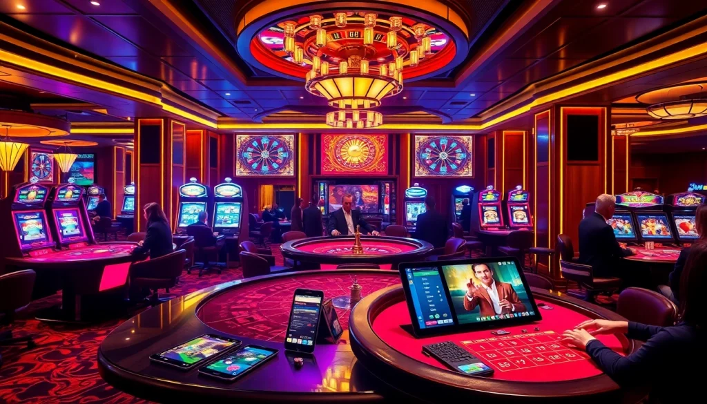 Experience the excitement at https://luck8.name/ with players engaged in thrilling casino games in a luxurious setting.