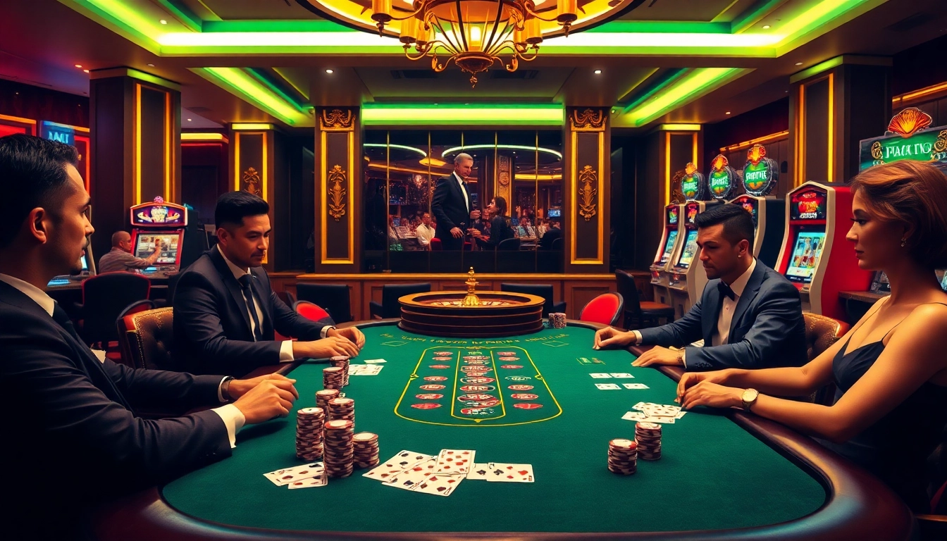 Experience thrilling gambling at https://gk88.city/ with vibrant poker chips and illuminated casino ambiance.