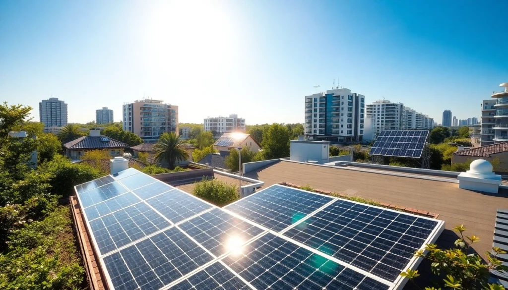 Photovoltaikanlage Kaufen Wien: Hochwertige Solaranlage auf einem modernen Dach mit klarem, blauem Himmel.