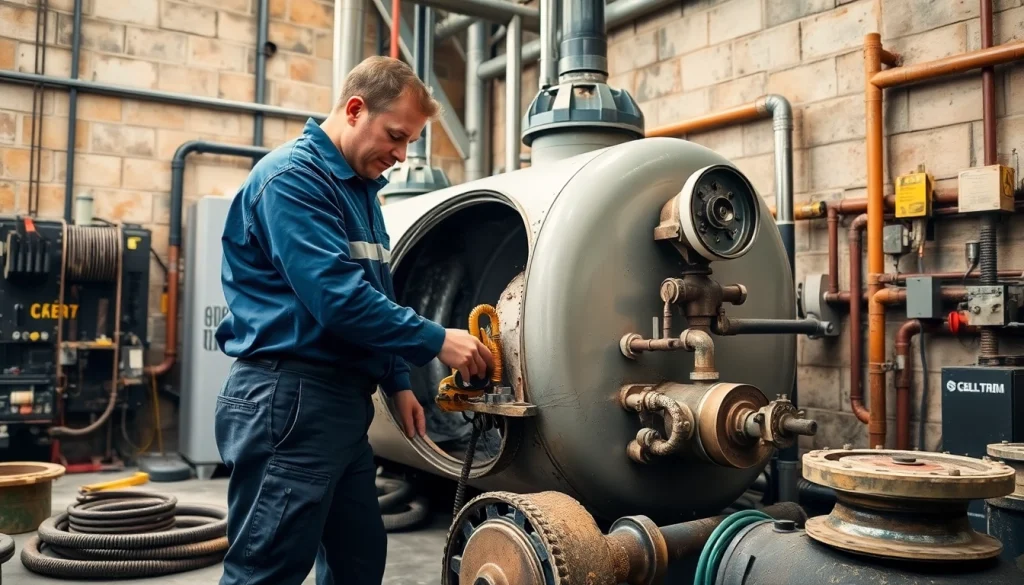 Heizungsumstellung Öltank Demontage bei der fachgerechten Demontage eines Öltanks durch einen Techniker.