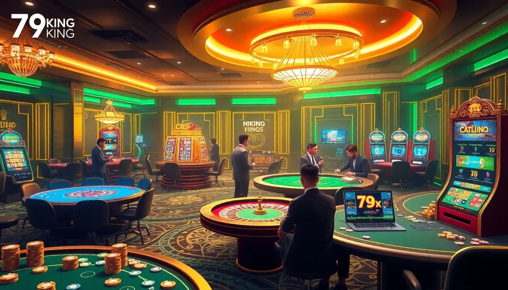 Engage with Nhà cái 79KING in a luxurious online casino experience, featuring vibrant tables and exciting gameplay.