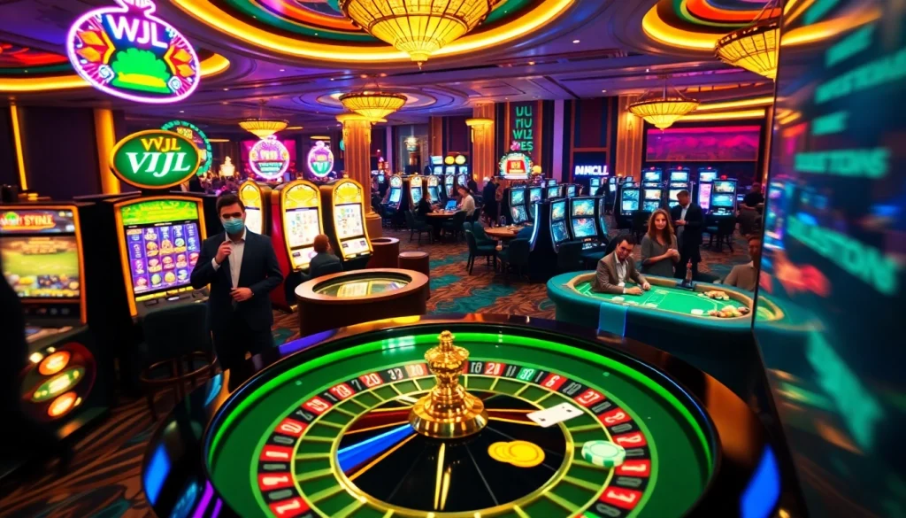 Experience the thrill of online gambling with VVJL casino tables and vibrant slot machines.