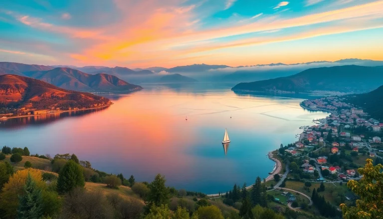 Gardasee Reisetipps: Spektakulärer Sonnenaufgang über dem Gardasee, der lebendige Farben widerspiegelt.